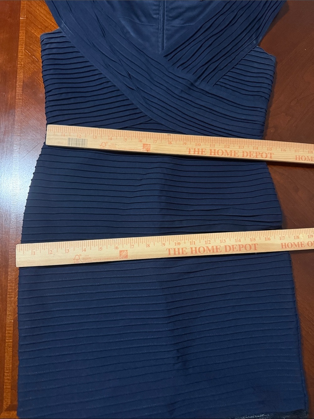 Tadashi Shoji Navy Sleeveless Draped Sheath with Sheer Stripe Detail Sz S - Picture 8 of 8